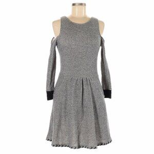 Pencey Gray Cold Shoulder Long Sleeve 100% Cotton Fit & Flare Dress Size 4